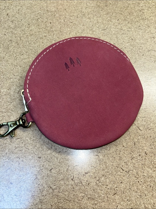 Portland Leather Handbags - Portland Leather Round foxglove Coin Pouch with Tree Embossing
